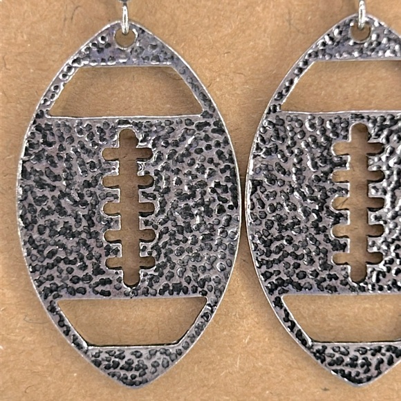 Alloy Metal Dangle Football Earrings - Picture 3 of 3